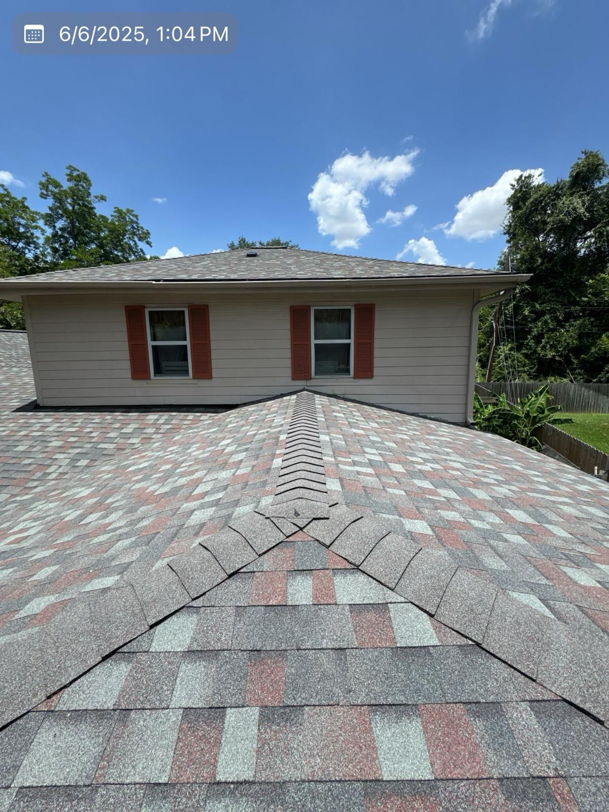 Front view of the asphalt shingle roof project in Houston, Texas